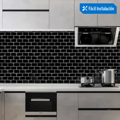 Mural Antiadherente Tipo Ladrillo 3D Negro