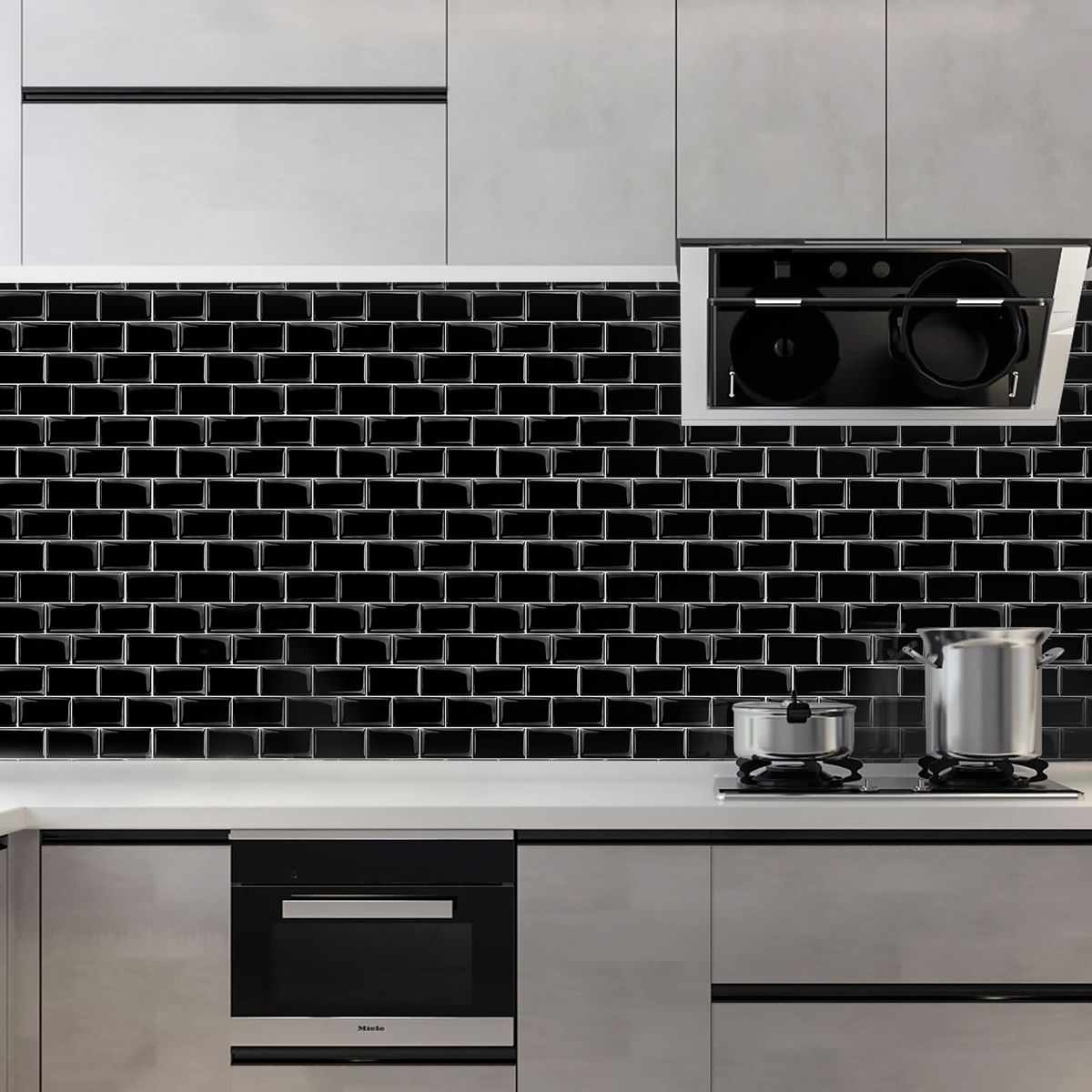 HOLZTEK - Mural Antiadherente Tipo Ladrillo 3D Negro