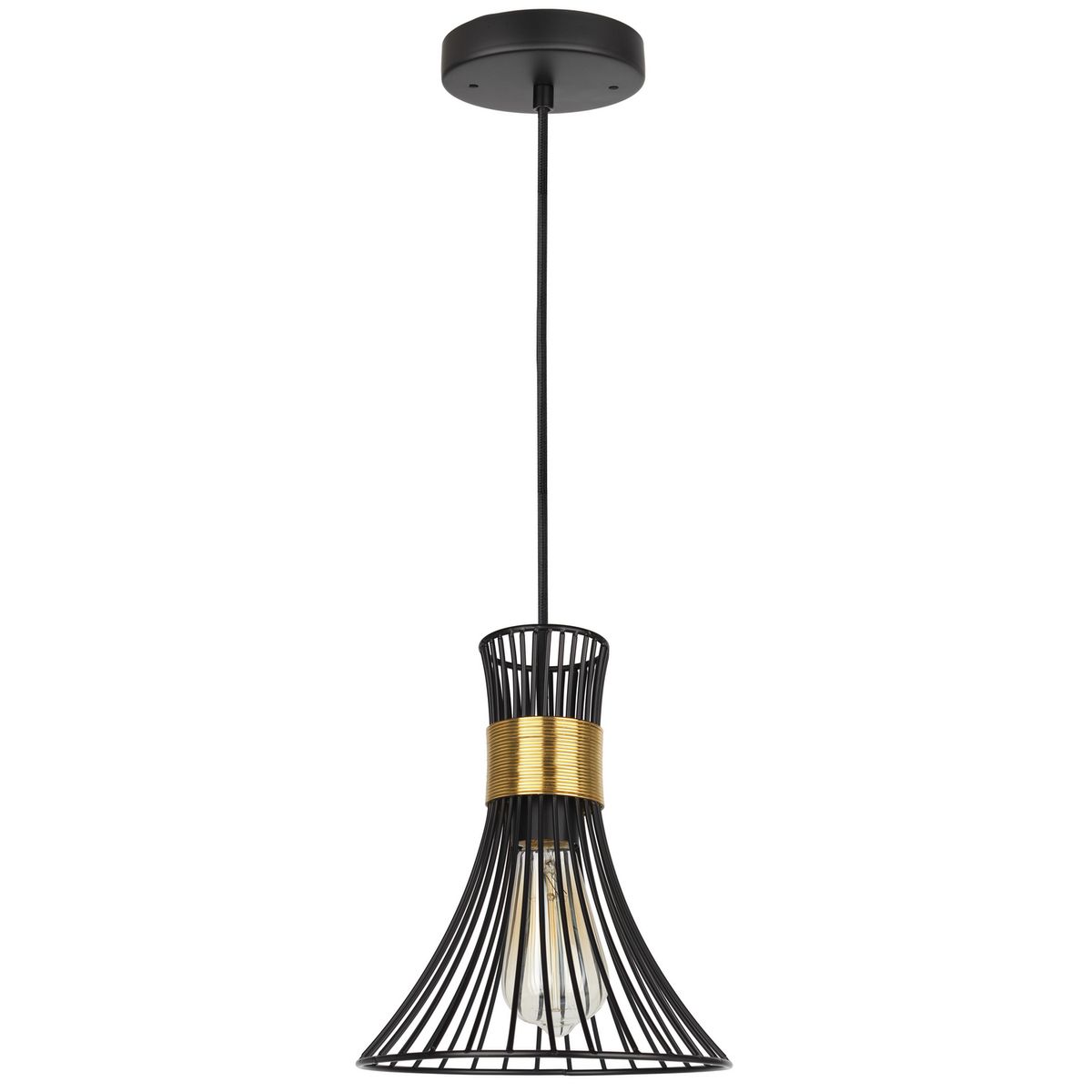 JUST HOME COLLECTION - Lámpara Colgante de Techo 1 Luz Cage Negra