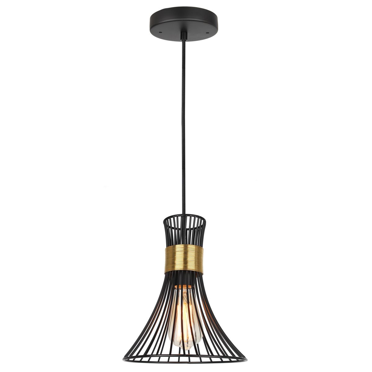 JUST HOME COLLECTION - Lámpara Colgante de Techo 1 Luz Cage Negra