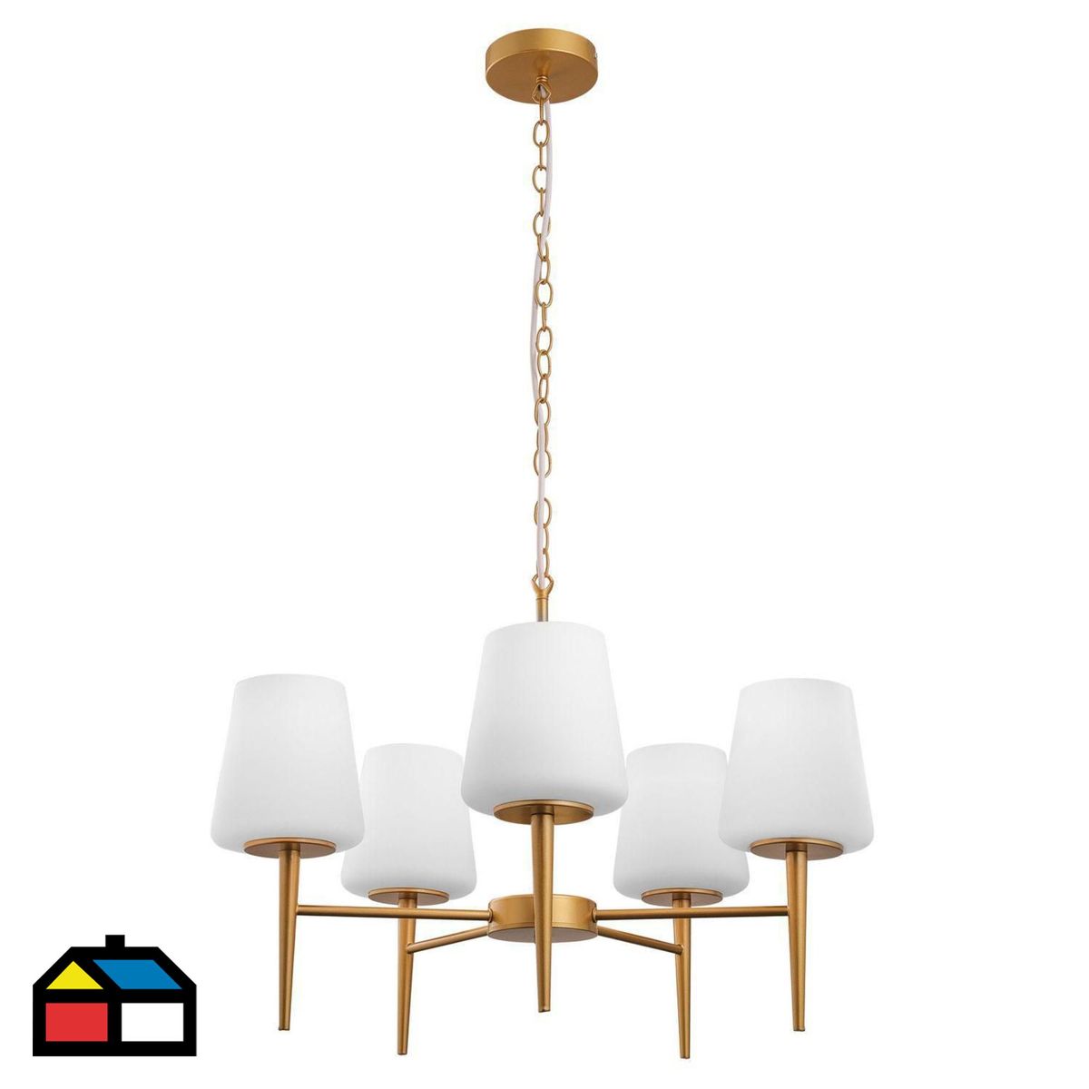 JUST HOME COLLECTION - Lámpara Colgante Jacob 5 Luces Dorado/Blanco