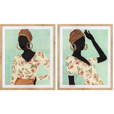 Set 2 Cuadros �frica Lady 53x63cm