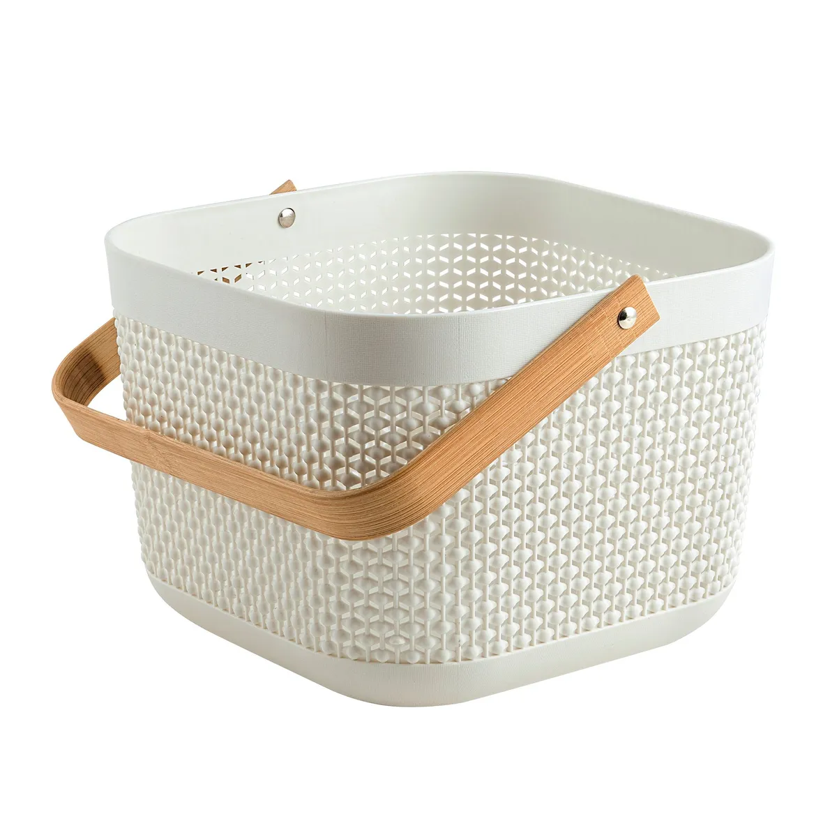 JUST HOME COLLECTION - Canasto Plástico Organizador con Mango Bambú