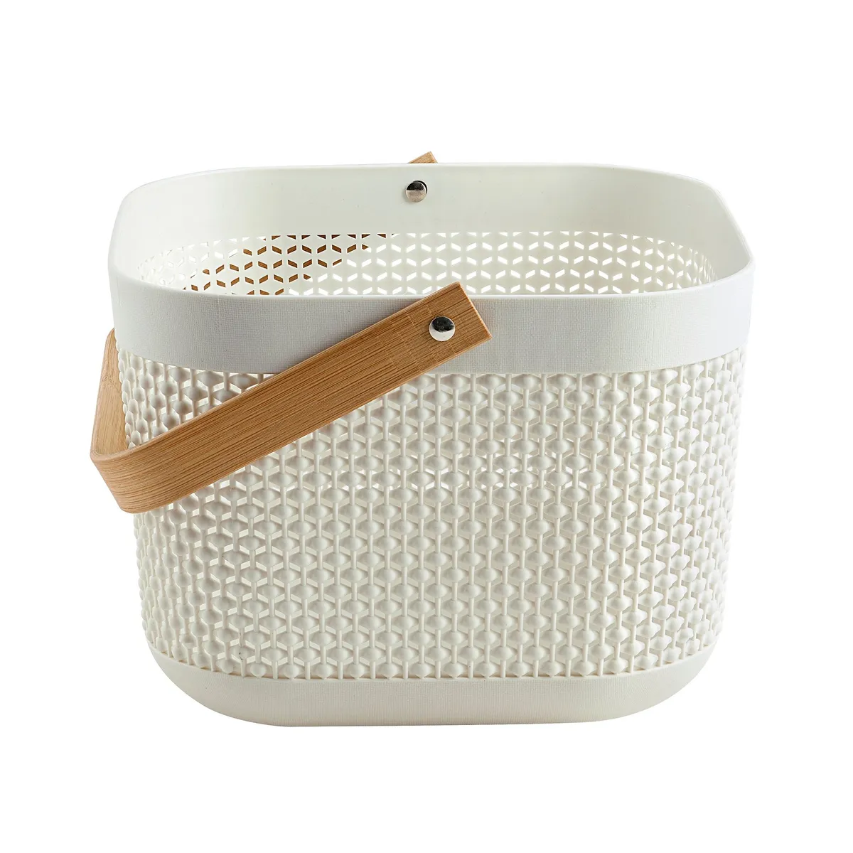 JUST HOME COLLECTION - Canasto Plástico Organizador con Mango Bambú