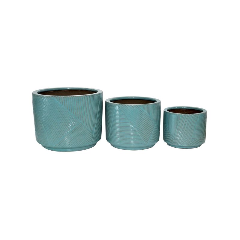 JUST HOME COLLECTION - Set x3 Maceteros Milos Celeste/Gris
