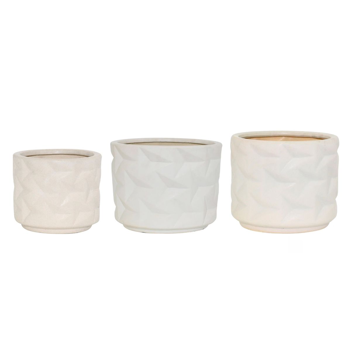 JUST HOME COLLECTION - Macetero Mikonos Blanco 33X26Cm + Macetero Mikonos Blanco 19x18cm + Macetero Mikonos Blanco 26X22Cm