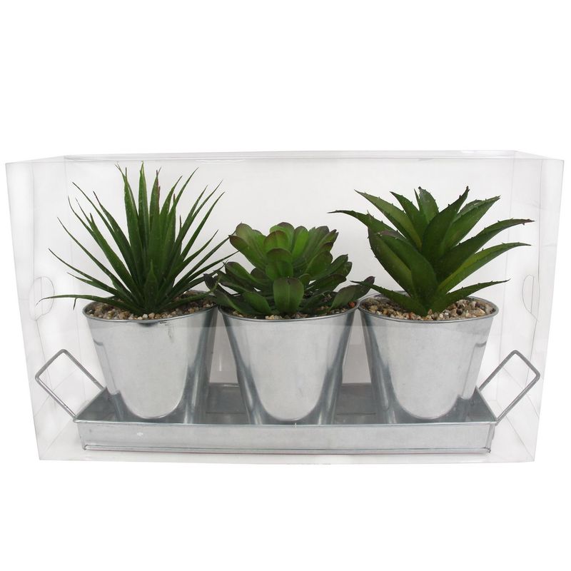 JUST HOME COLLECTION - Set 3 Suculentas con Base de Metal 22cm