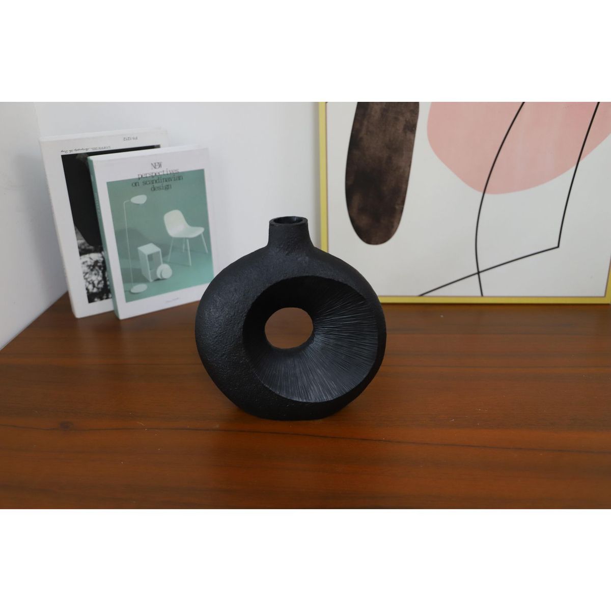 HOMY - Florero Circular Negro 19cm