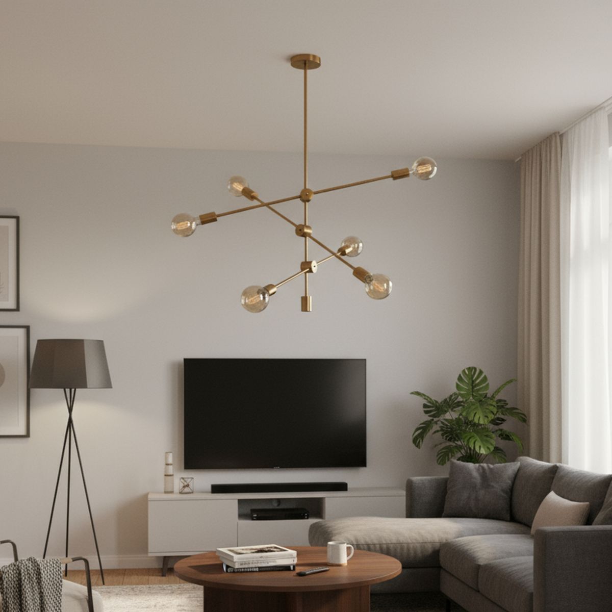 JUST HOME COLLECTION - Lámpara Colgante de Techo 6 Luces Ludoviski Dorada