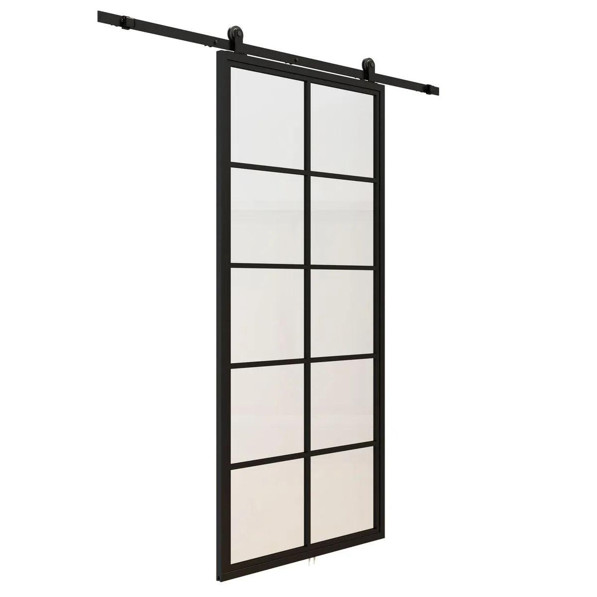 HOLZTEK - Puerta Corrediza Interior Vidriada Metal + Kit Instalación