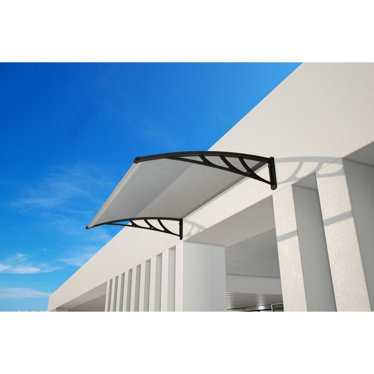 WINDOOR - Alero Policarbonato Translúcido/Negro Win-Door 115x80x23 cm