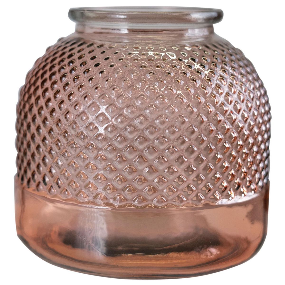 VIDRIOS SAN MIGUEL - Jarrón de Vidrio Huracán Diamante 24cm Rosa