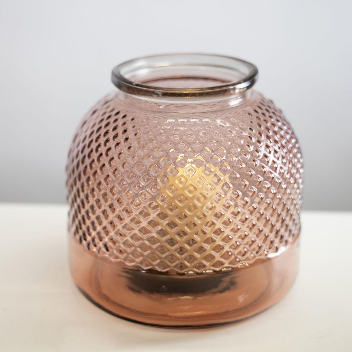 VIDRIOS SAN MIGUEL - Jarrón de Vidrio Huracán Diamante 24cm Rosa