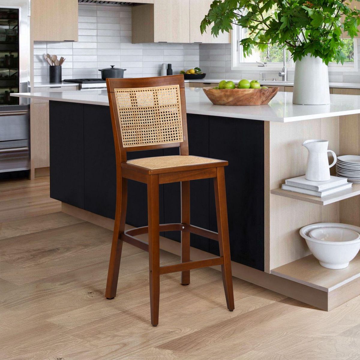 JUST HOME COLLECTION - Silla Bar madera Bianca Rattan