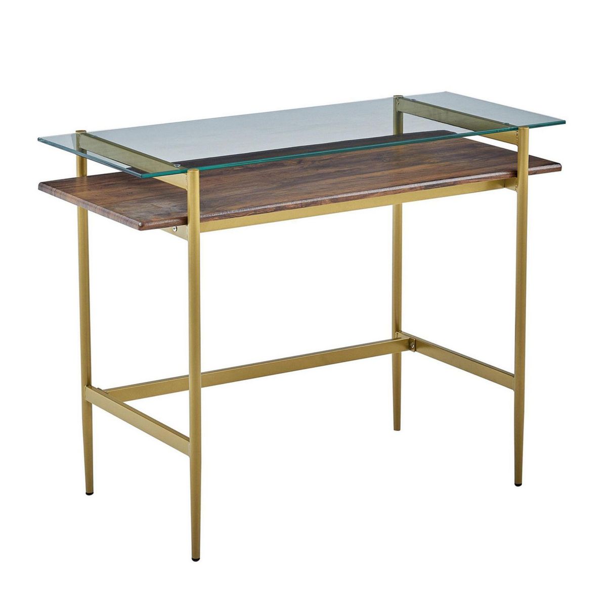 JUST HOME COLLECTION - Escritorio Dorado de Vidrio Templado Eggplan