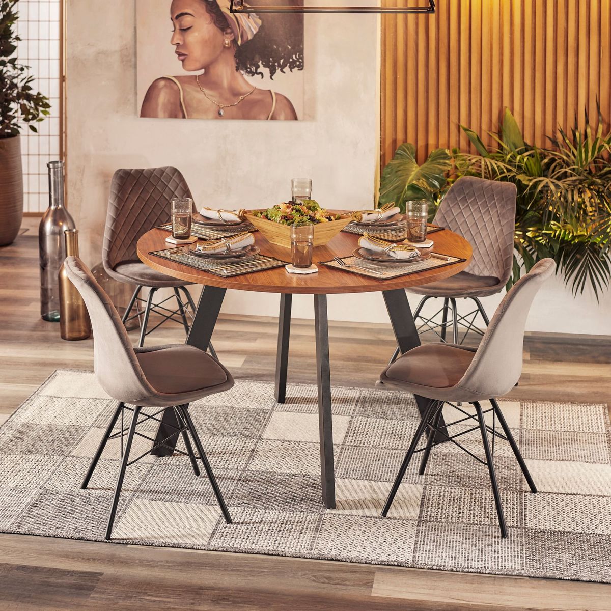 JUST HOME COLLECTION - Juego de Comedor 4 Sillas Carson