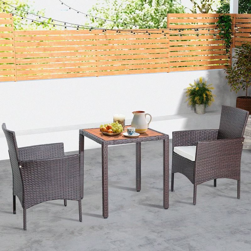 JUST HOME COLLECTION - Juego de Balcón de Ratán Crema/Madera