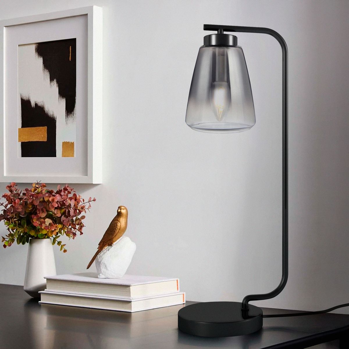 JUST HOME COLLECTION - Lámpara de Mesa Tunic Gris E14 1L