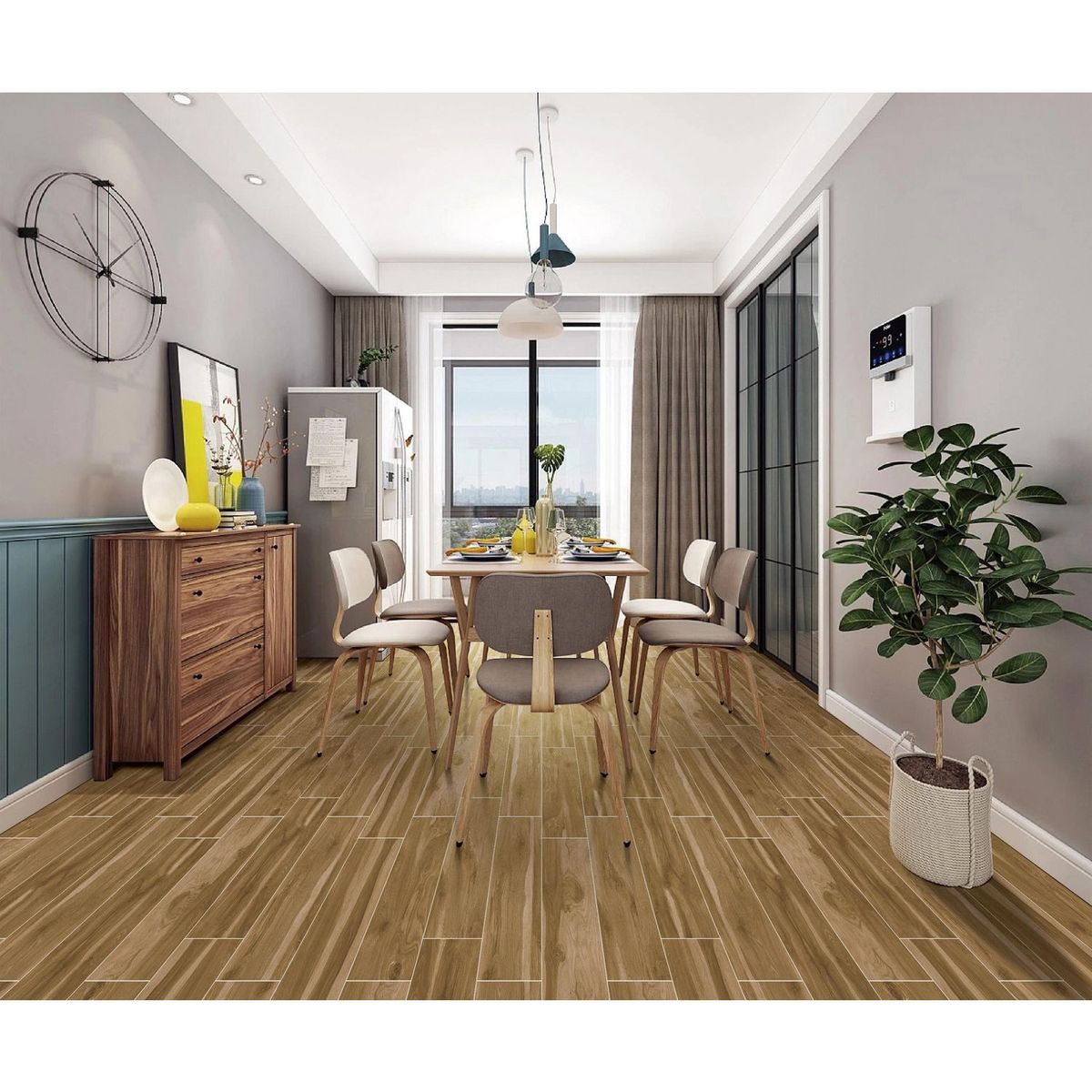 HOLZTEK - Porcelanato Café Maderado 20X100cm 1m2 Woody Veta Brillo