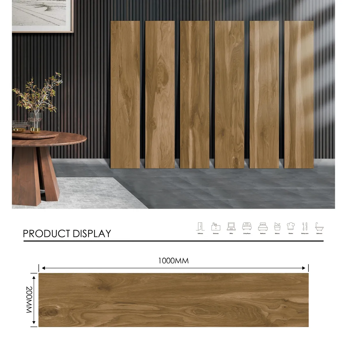 HOLZTEK - Porcelanato Café Maderado 20X100cm 1m2 Woody Veta Brillo