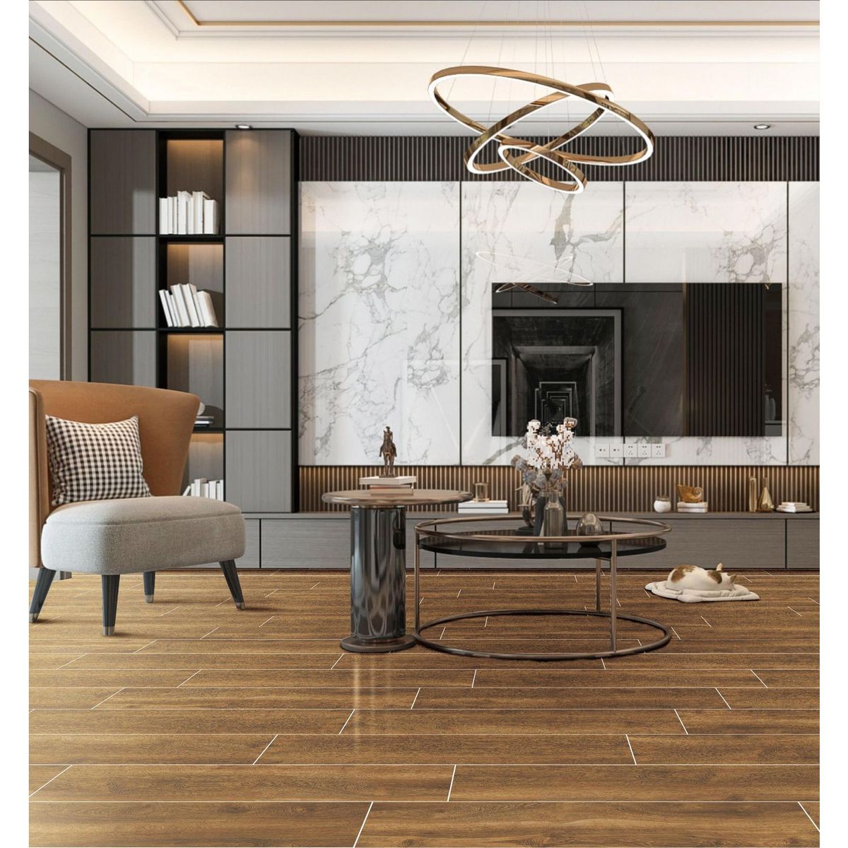 HOLZTEK - Porcelanato Café Maderado 20X100cm 1m2 Woody Oak Brown