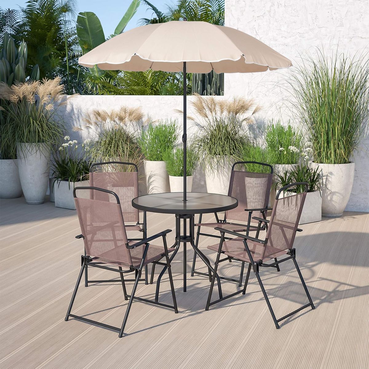 JUST HOME COLLECTION - Juego de Comedor Santiago 4 Personas Taupe