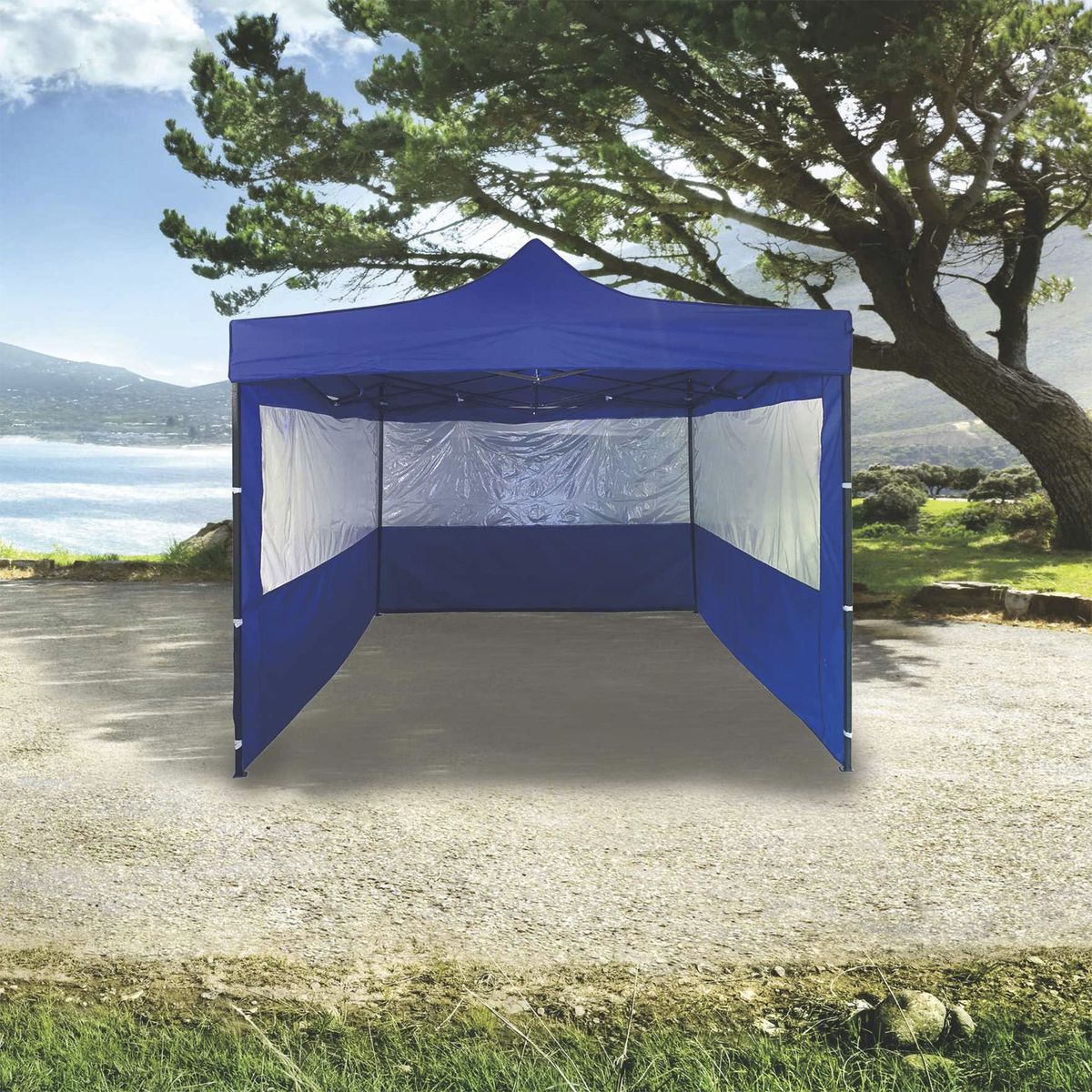 JUST HOME COLLECTION - Toldo Plegable con Pared 3x3m Protección UPF 50+ Azul