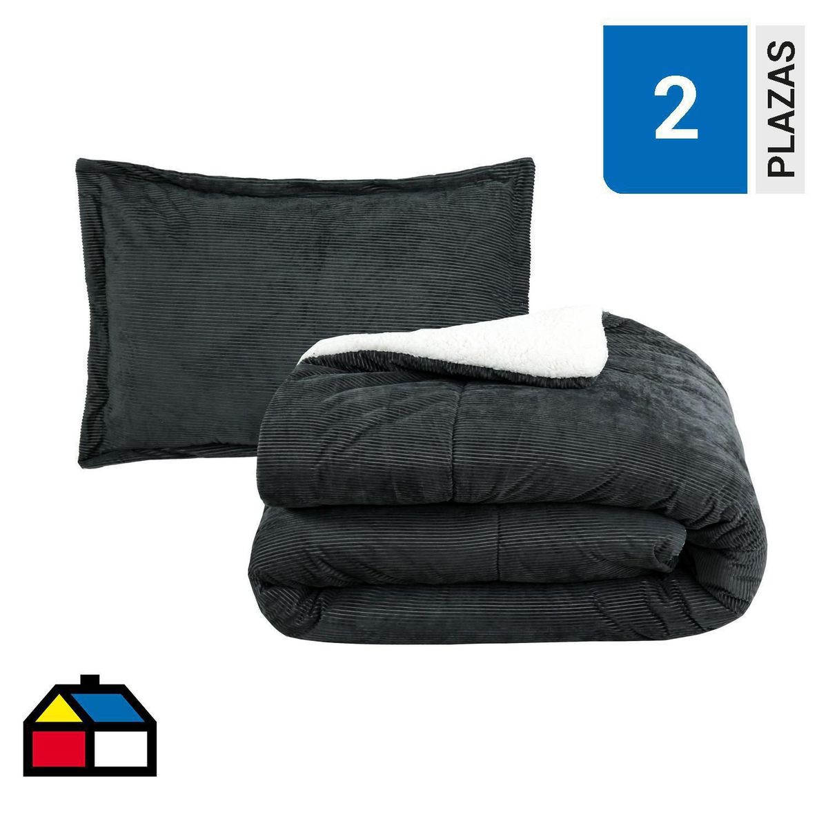 HOMY - Plumon Liso Urb Sherp 2 Plazas Grafito