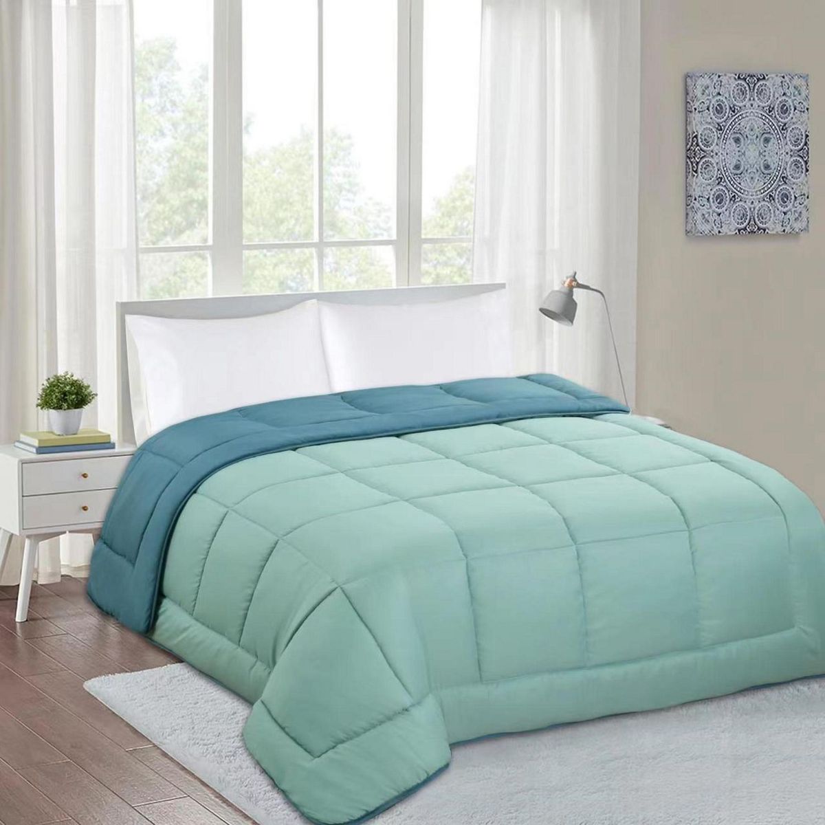 HOMY - Plumon Bicolor 1.5 Plazas Azul