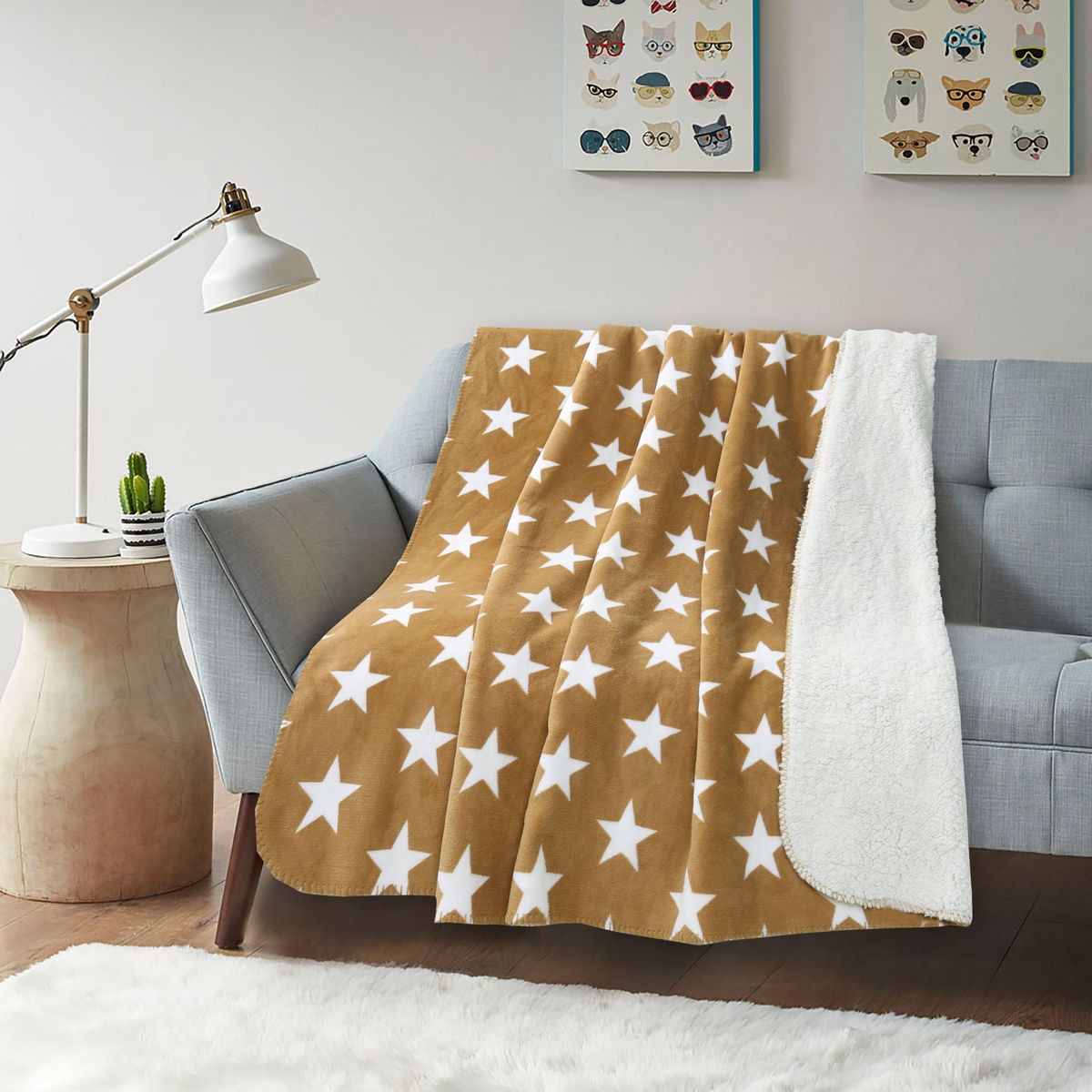 HOMY - MANTA ESTRELLA 125X150 BEIGE