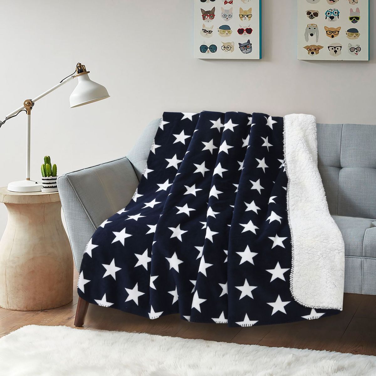 HOMY - MANTA ESTRELLA 125X150 AZUL