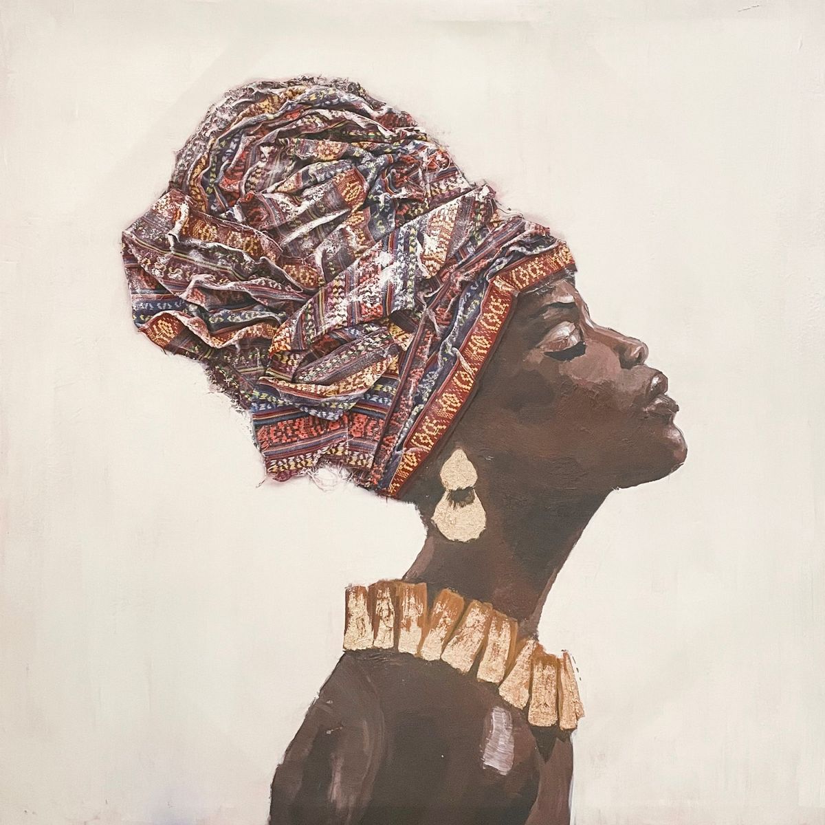 JUST HOME COLLECTION - Cuadro Canvas Afriperfil 80X80 CM