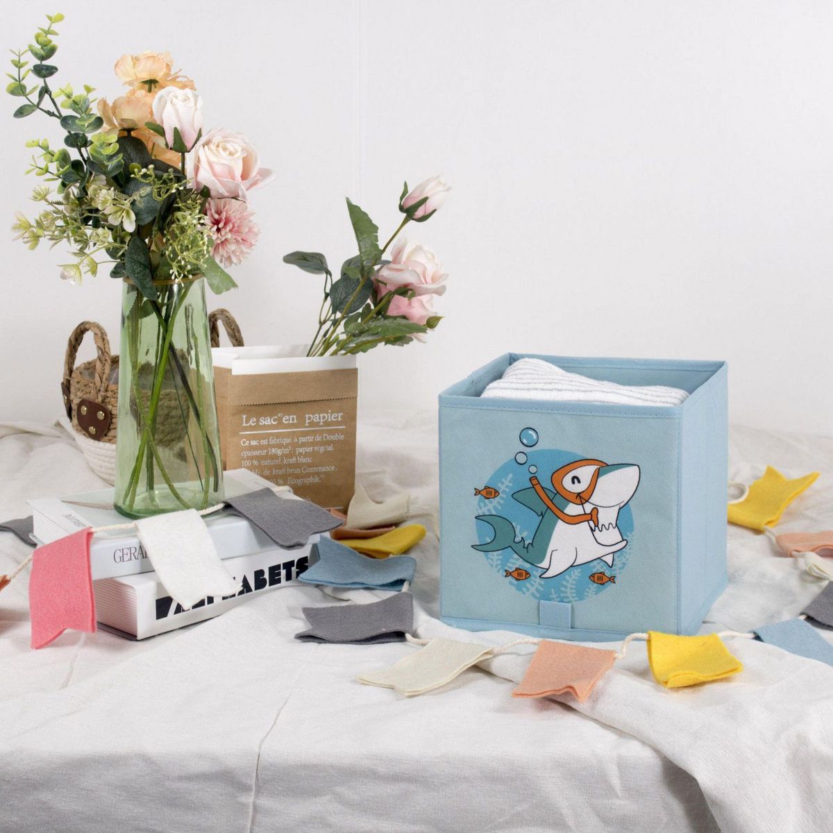 JUST HOME COLLECTION - Caja Organizadora Plástica Plegable Infantil Tiburón