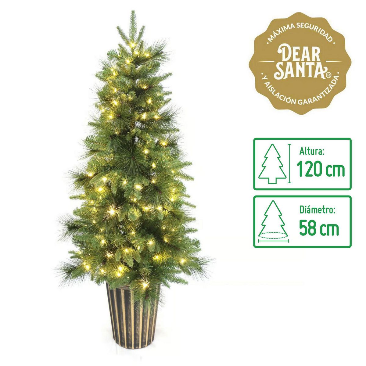 DEAR SANTA - Árbol de Navidad 120cm Maceta Verde