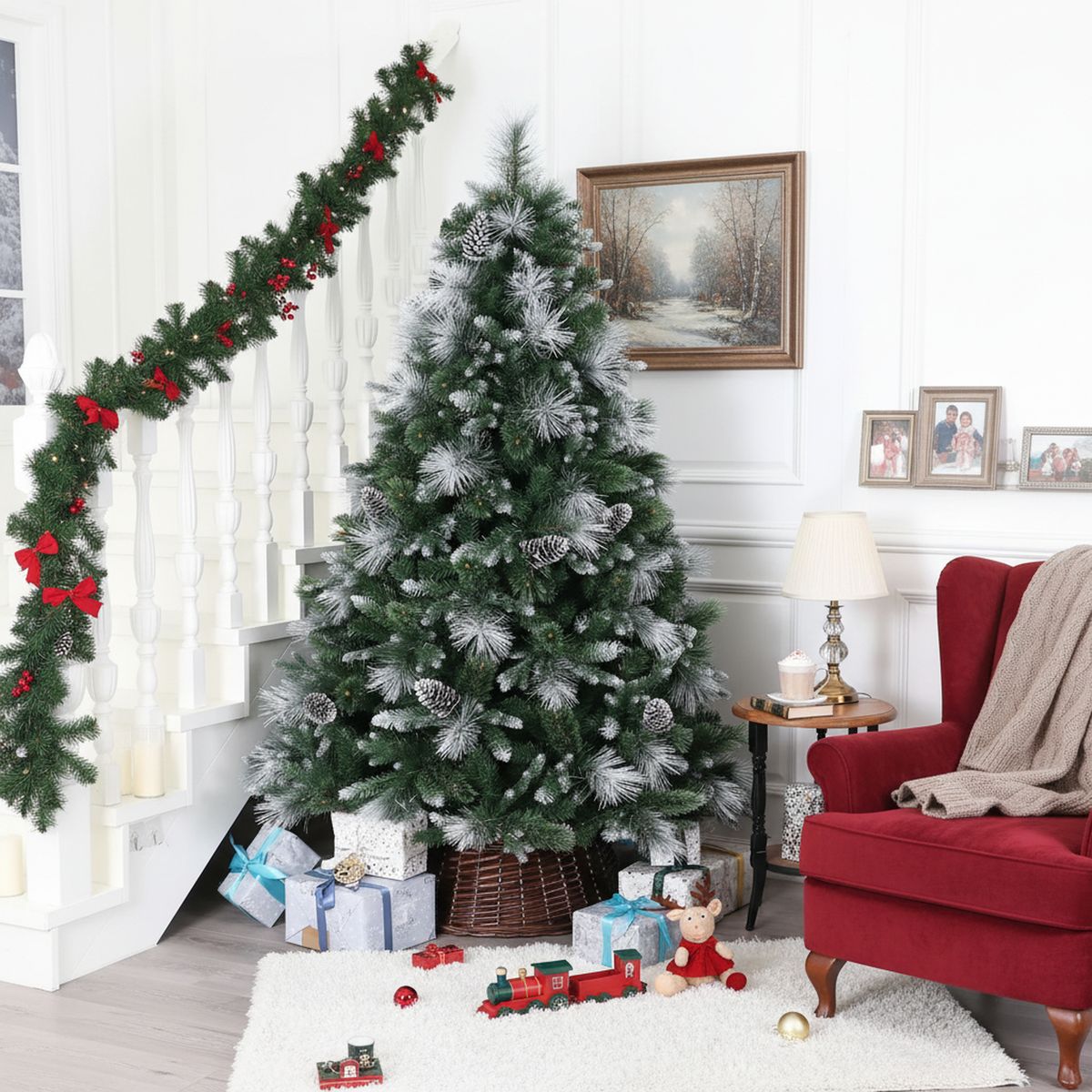 DEAR SANTA - Árbol de Navidad 210cm Luz Cálida Piñas Verde