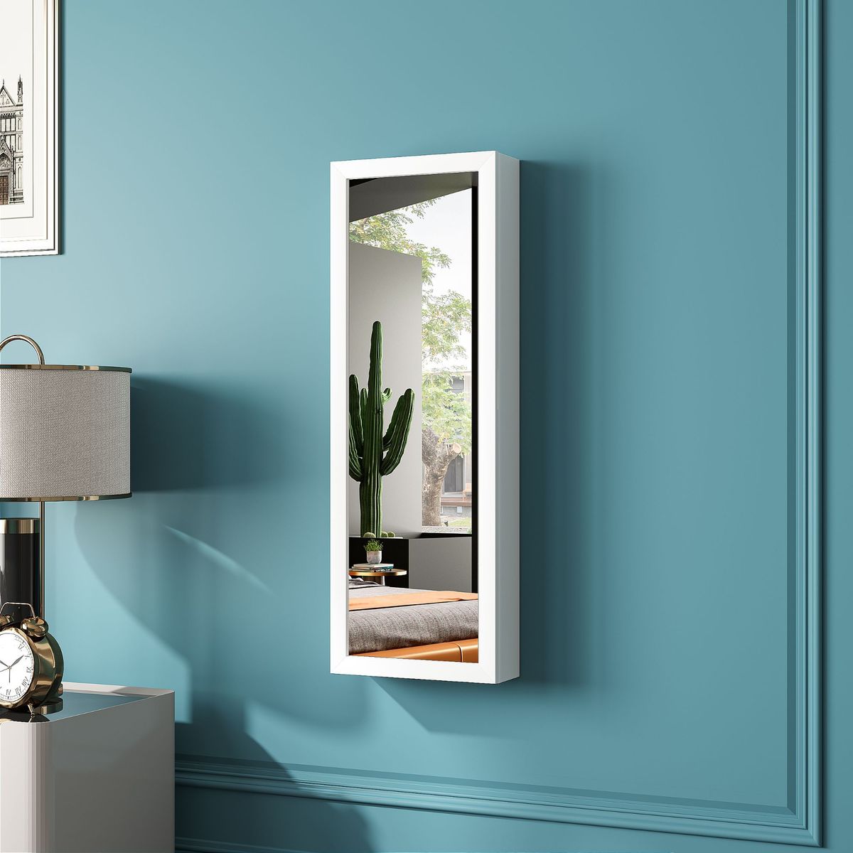 HOMY - Espejo Deco Joyero Muro Blanco