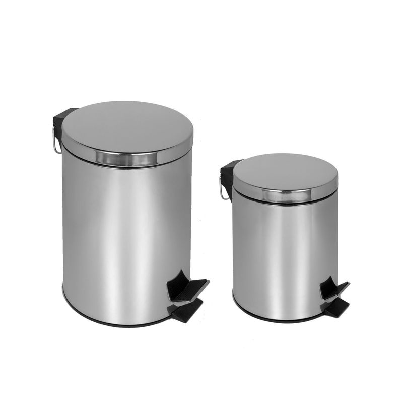 JUST HOME COLLECTION - Set Papeleras Redondas Metal con Pedal 5L/12L