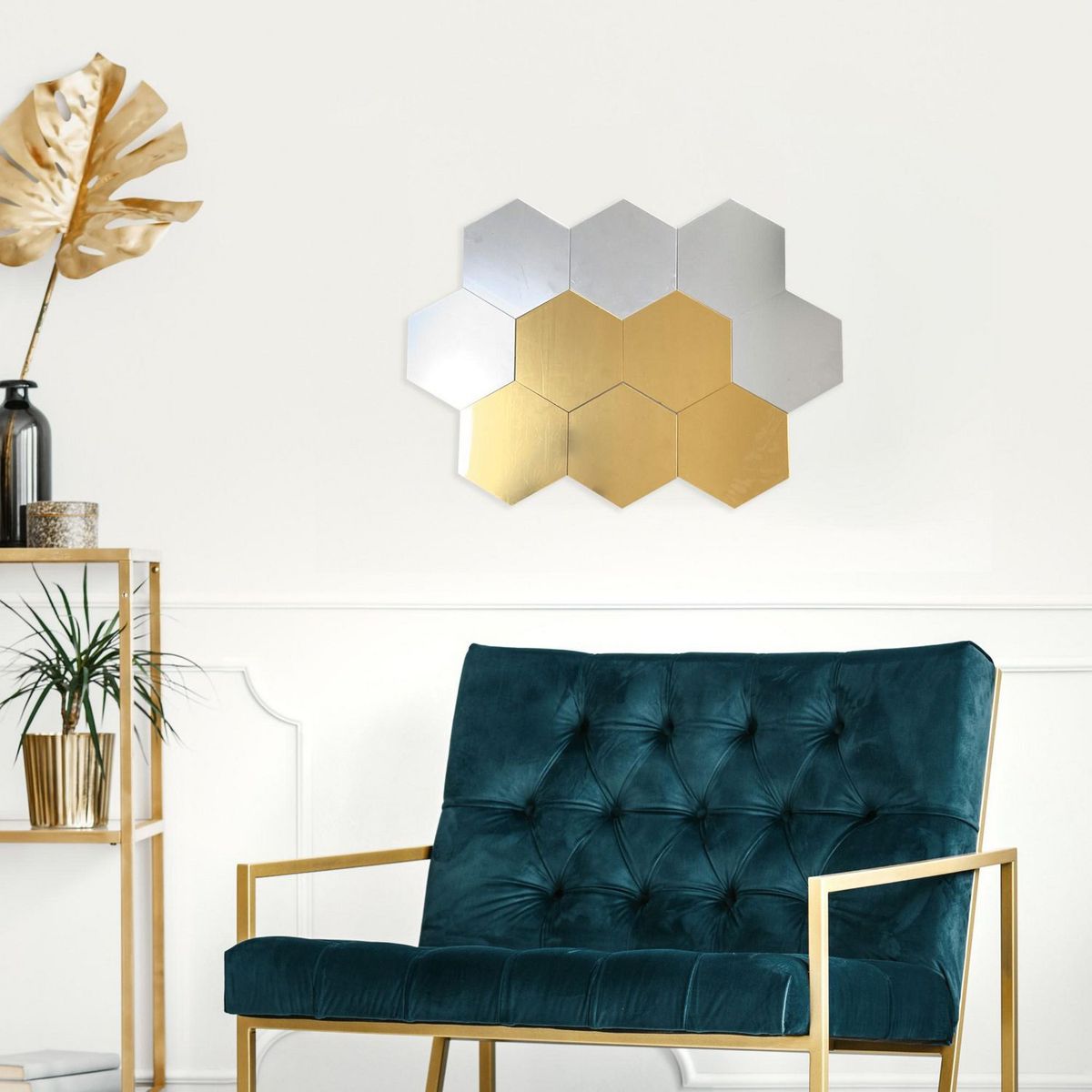 HOMY - Set x10 Espejos Hexágono 23x20cm