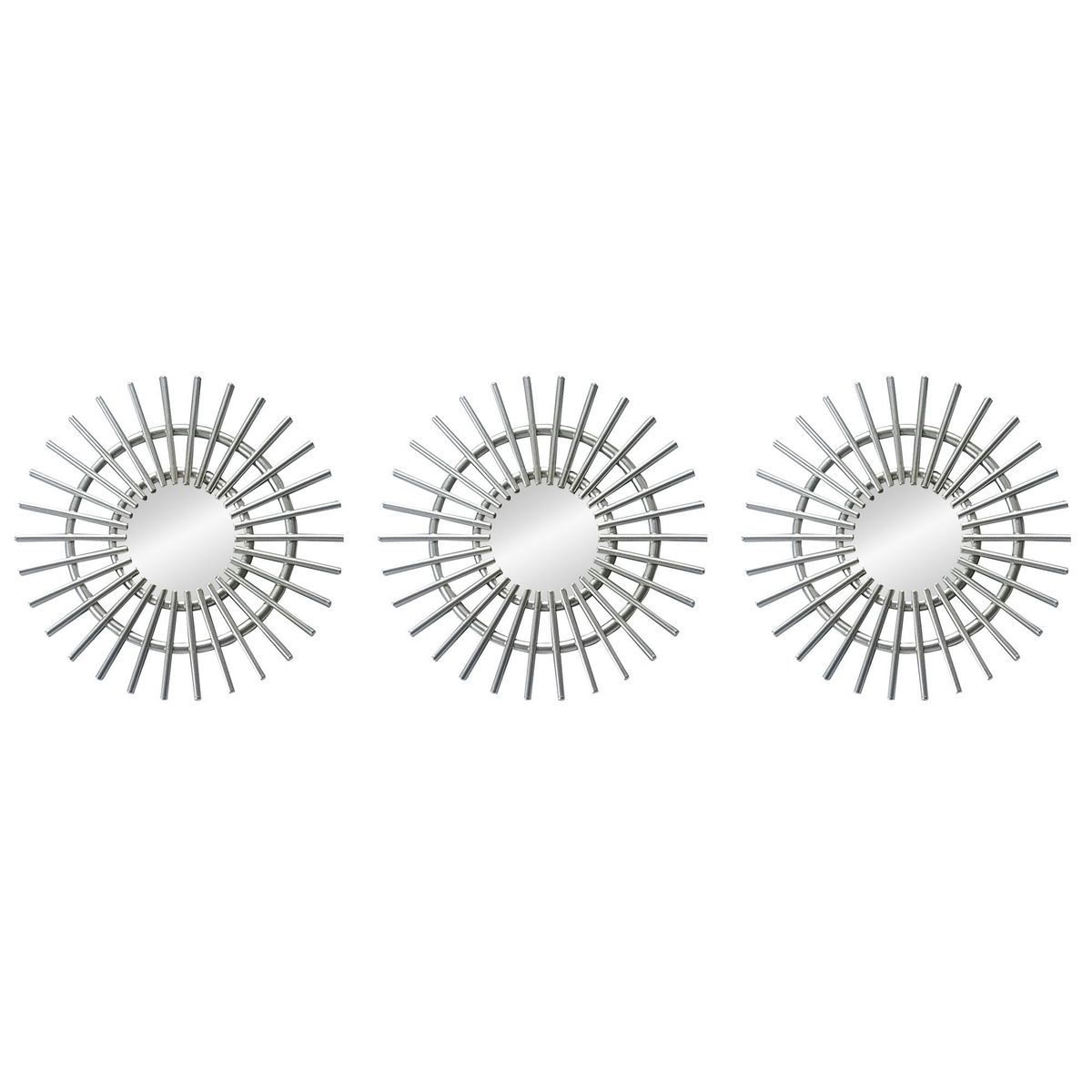 HOMY - Set x3 Espejos Sol 25cm Plata