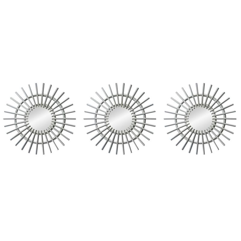 HOMY - Set x3 Espejos Sol 25cm Plata