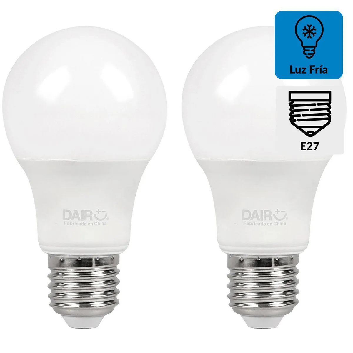 DAIRU - Pack 2 Focos LED A60 E27 10.5W Luz Fría