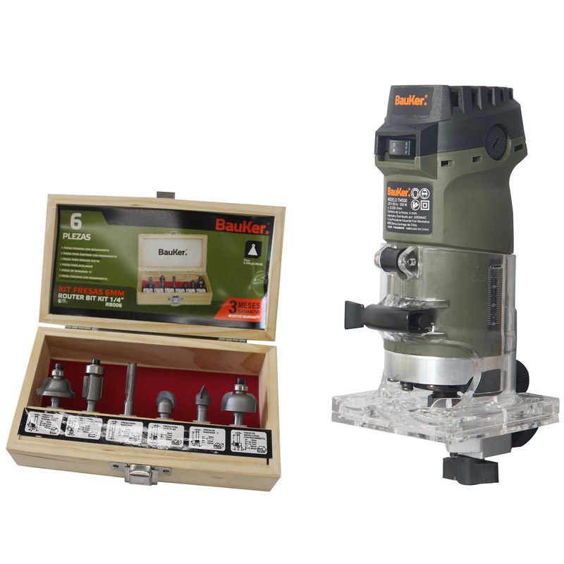 BAUKER - Fresadora Eléctrica 550W TM500-K1 + 6 Fresas Bauker