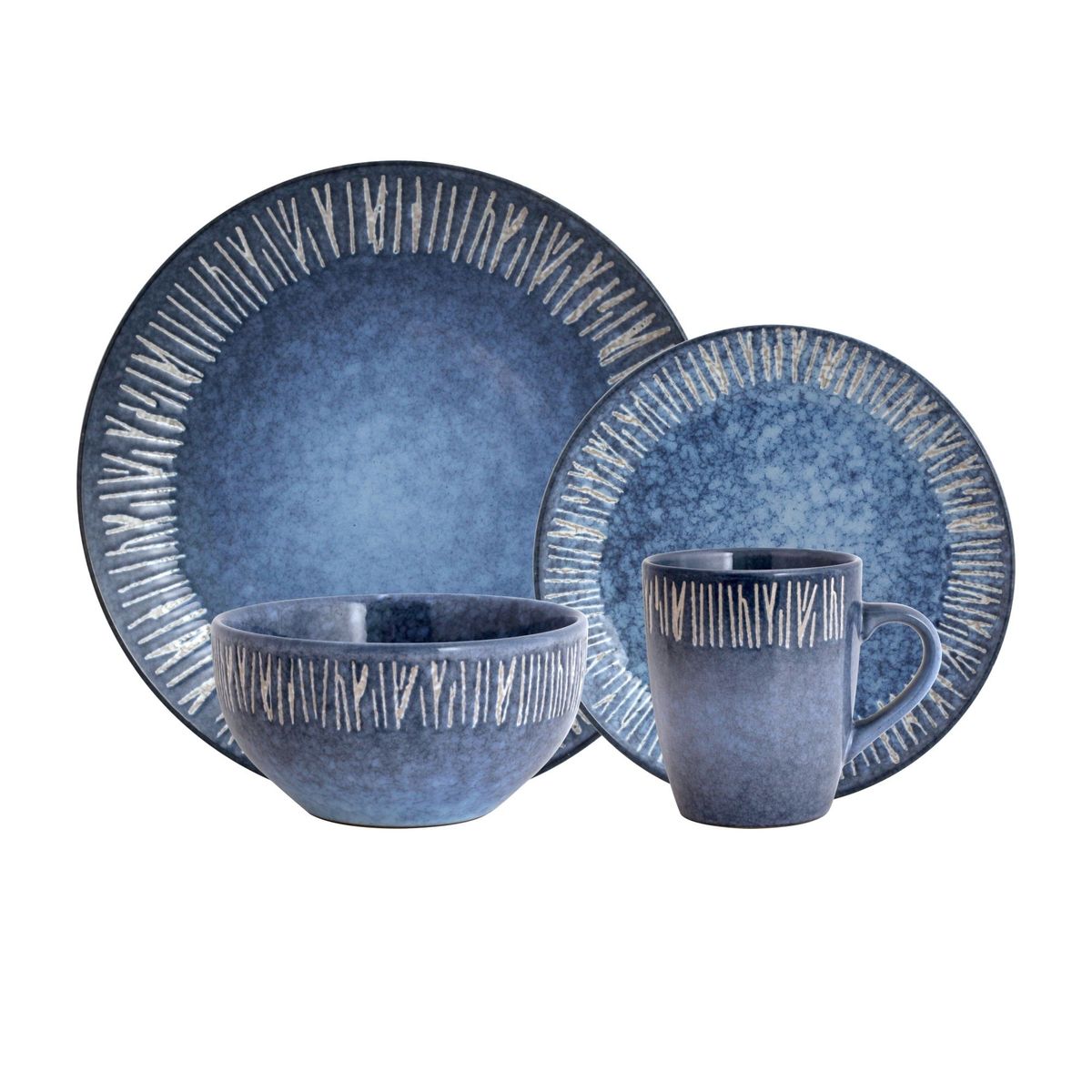 JUST HOME COLLECTION - Juego de Vajilla China 16 Piezas Azul