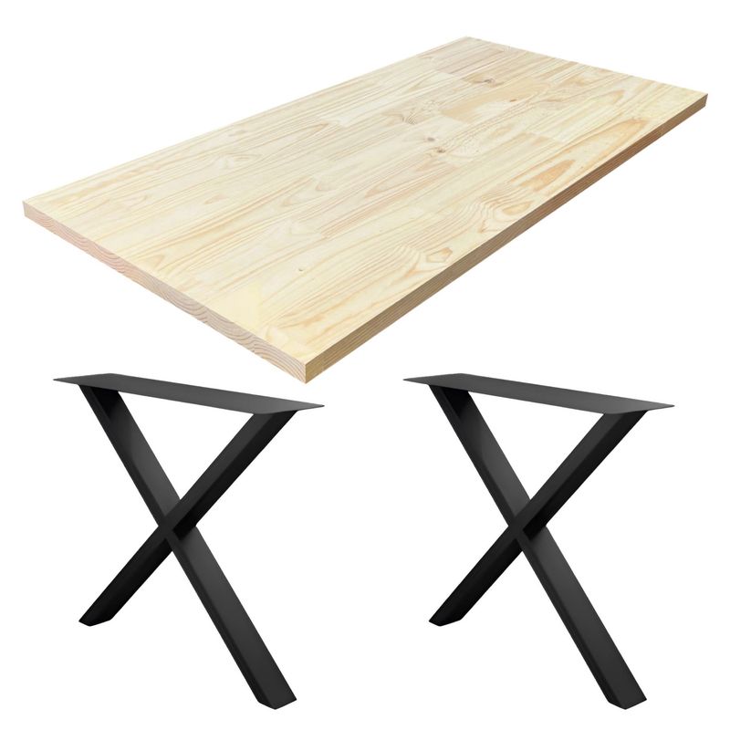  - Kit de 2 Patas para Mesa Acero 770X150X705mm + Tablero Pino FJ 40x800x1600mm