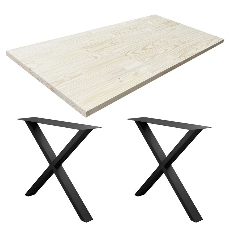  - Kit de 2 Patas para Mesa Acero 770X150X705mm + Tablero Pino FJ 40x800x1800mm