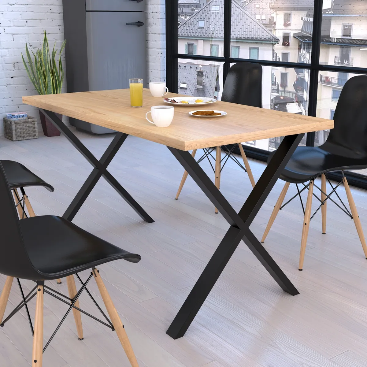 FIXSER - Kit de 2 Patas para Muebles s para Mesa Acero 770X150X705mm