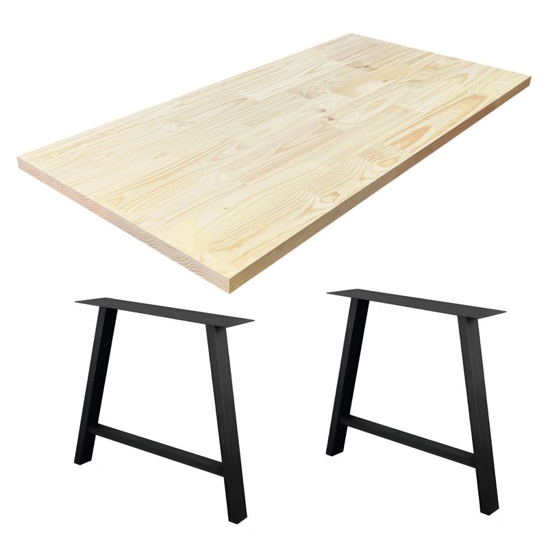  - Kit de 2 Patas para Mesa Acero 890X150X705mm + Tablero Pino FJ 40x800x1600mm