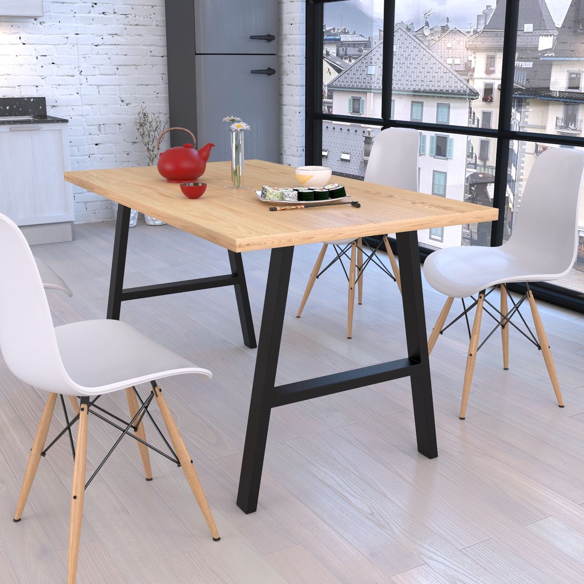 FIXSER - Kit de 2 Patas para Muebles s para Mesa Acero 890X150X705mm