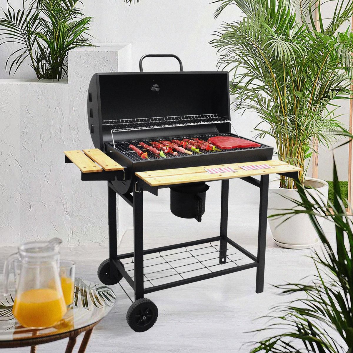 MR BEEF - Parrilla a Carbón 98x60x103cm con Bandeja