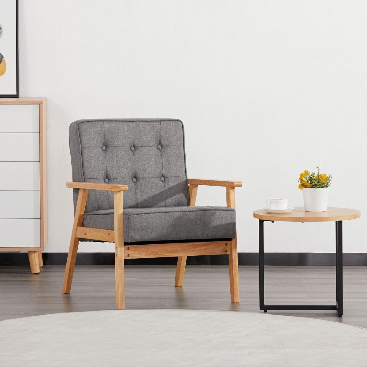 JUST HOME COLLECTION - Sofá 1 Cuerpo Hugo Gris Oscuro